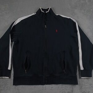 Polo Ralph Lauren Jacket Mens XL Black Full‎ Zip Preppy Casaul Pockets